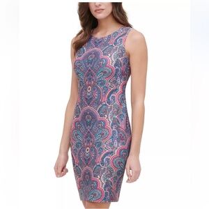 Tommy Hilfiger Scuba Sheath Dress-Paisley-Size 6. B43